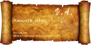 Vancsik Alex névjegykártya